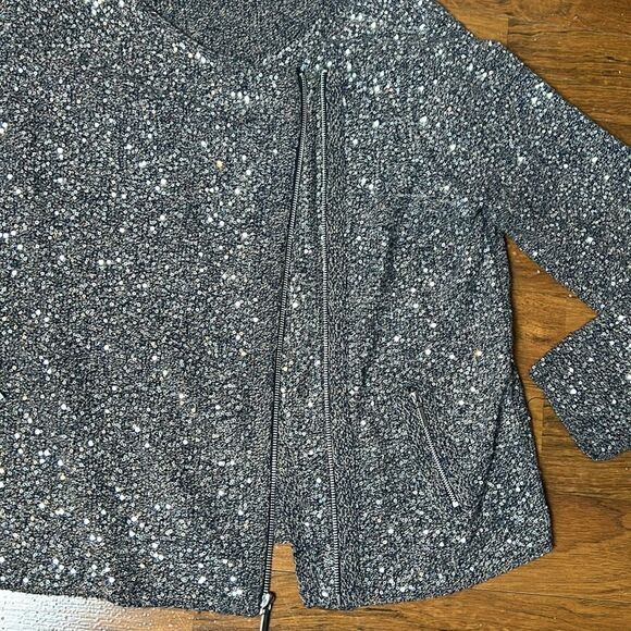 Chico’s Sage Sequin Cardigan Sweater XL 3 jacket shirt top sparkly festive moto - Picture 8 of 10